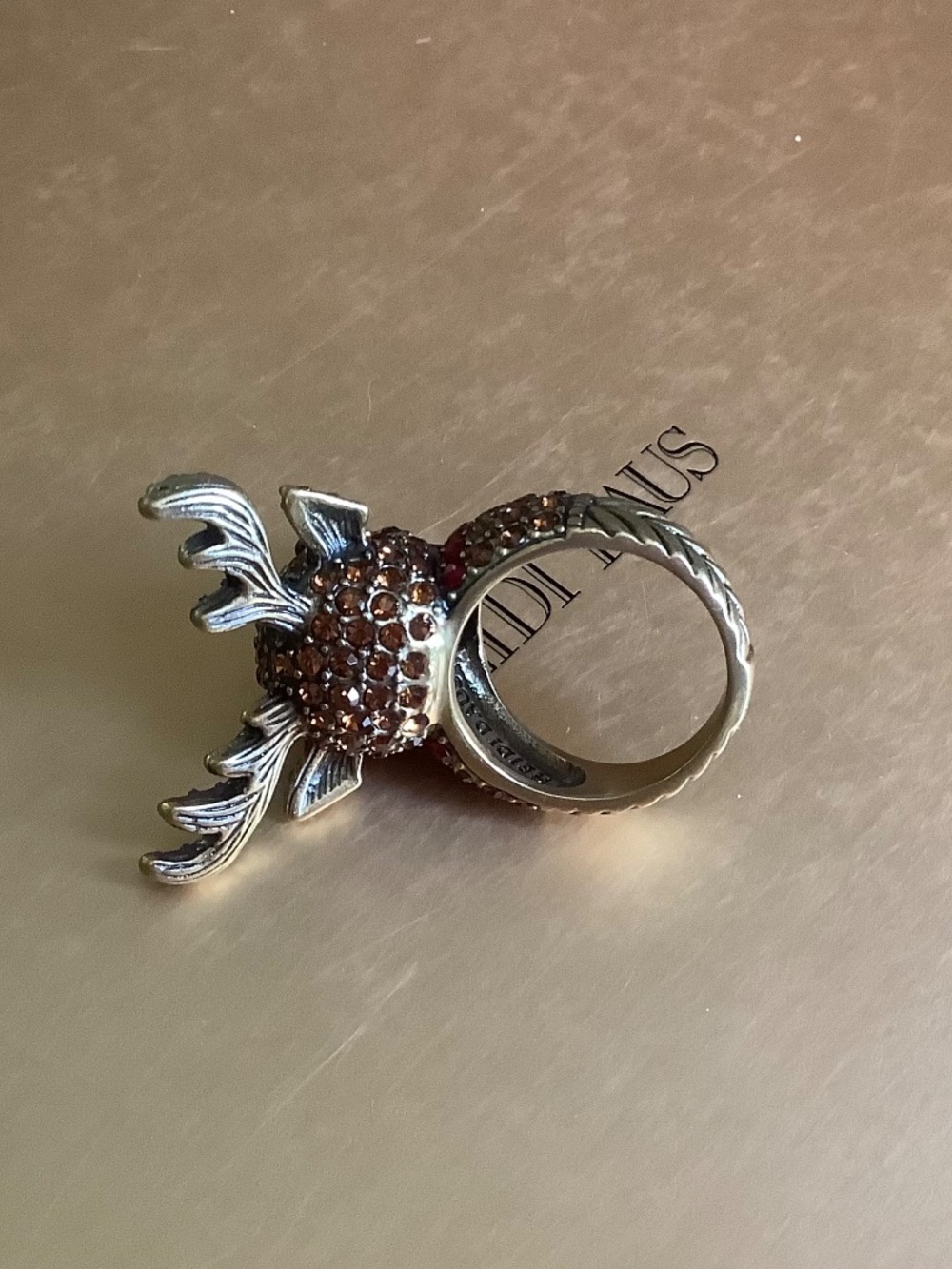 Heidi Daus Rudy Reindeer Holiday Collection Crystal Ring SZ 9 - Picture 7 of 14